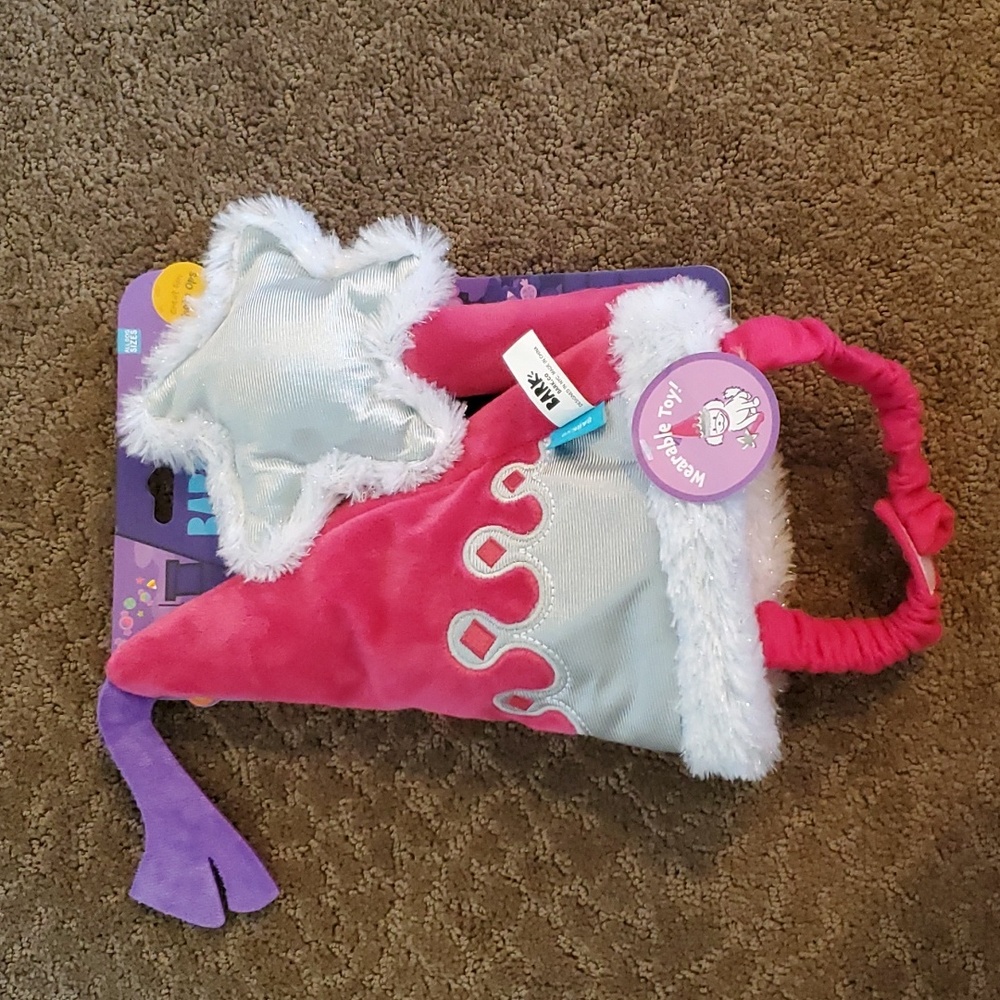 Pet Dog Wearable Toy & Costume Set--Princess Crown & Wand Squeakers OSFM Hat NWT